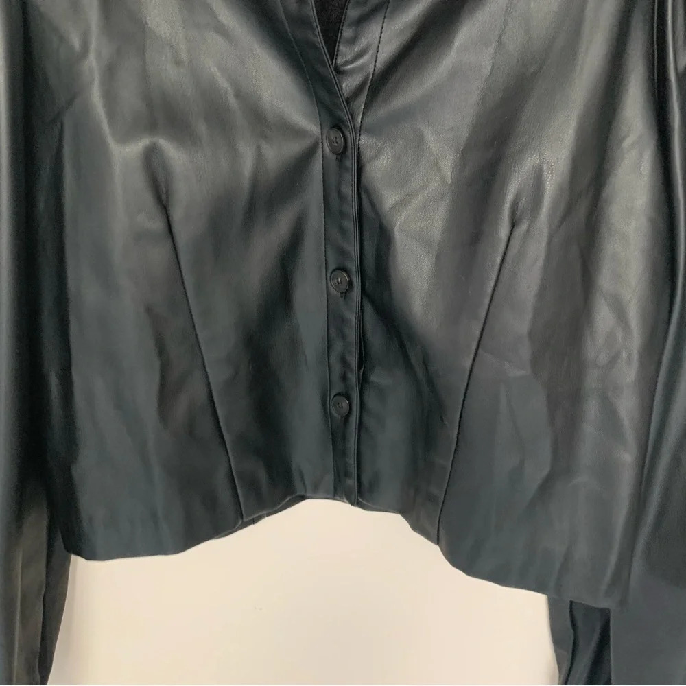 NWOT Zara Black Faux Leather Cropped Jacket XXL - Picture 14 of 14